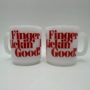 2 Kentucky Fried Chicken 10 oz Finger Lickin' Good Milk Glass Mugs